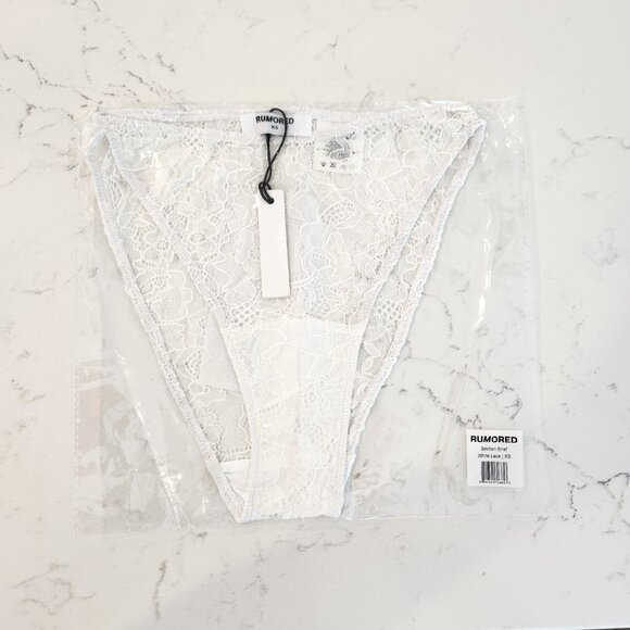 Rumored Womens Smitten High Cut Brief Lace Panty Size XS White Lace NWT - Picture 4 of 7